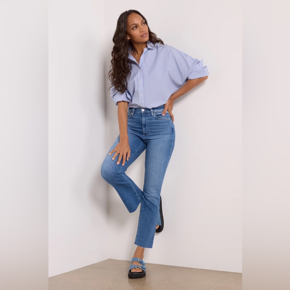 Paige Claudine w/Raw Hem Blue Jeans